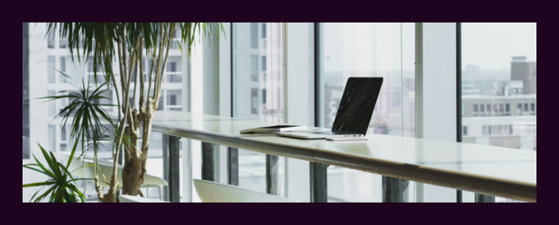 office with computer by the window
